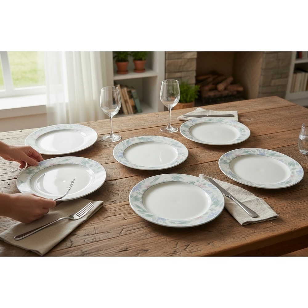 China Pearl‎ Stoneware Salad Plates Set of 6 Sacha 3814 Pastel Floral 7.5 Inch